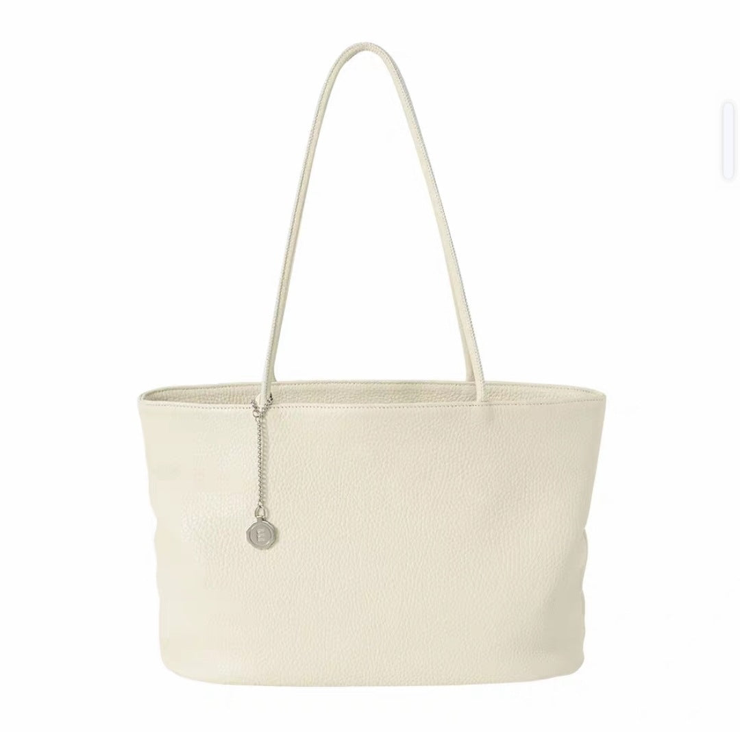 Women's Simple Solid Color Large Capacity Cowhide Leather Women's Handbag
