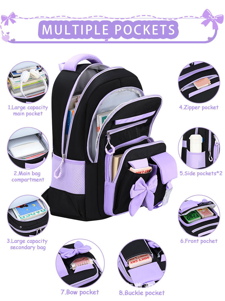 Cute Butterfly Three-piece Set Large Capacity Spine Protection Backpacks