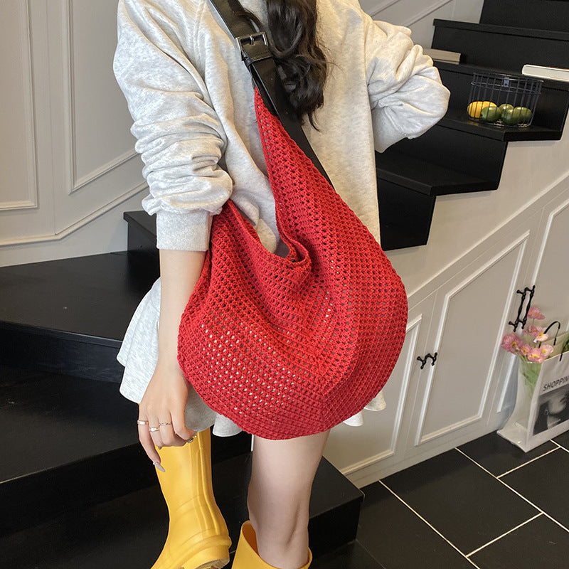 Style Hollow Out Stitching Woven Summer Leisure Vacation Women's Shoulder Bag