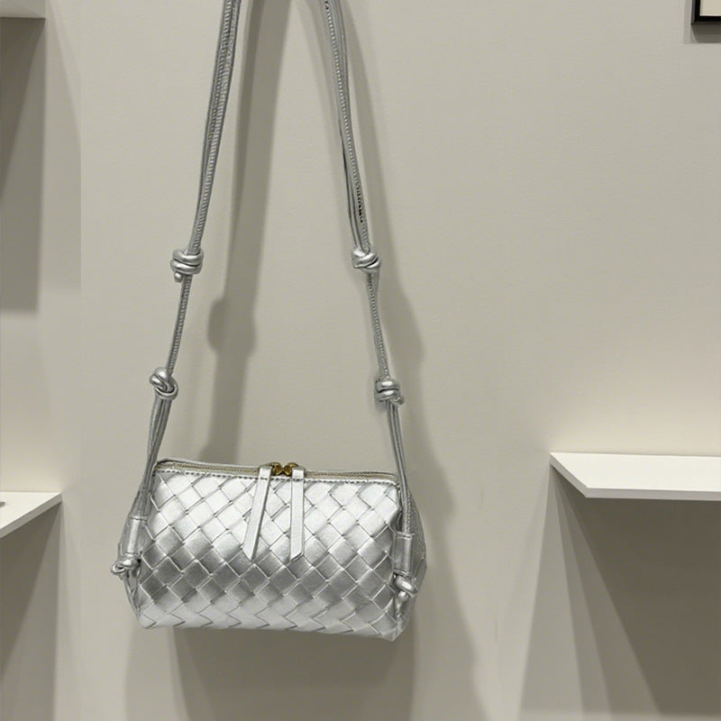 Women's Handmade Cowhide Woven Underarm Fashion Bags