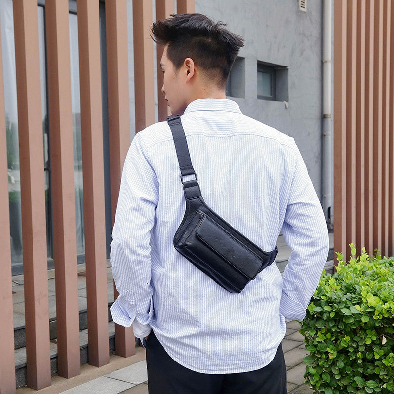 Men's Leather Retro Mobile Slanted Fashion Trendy Men's Fanny Pack