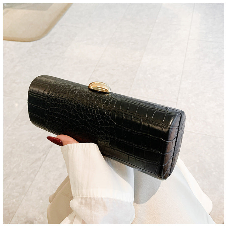 Warm Brown Crocodile Stripe Baguette Clutch Fashion Haulage Motor Dating Women's Messenger Bag