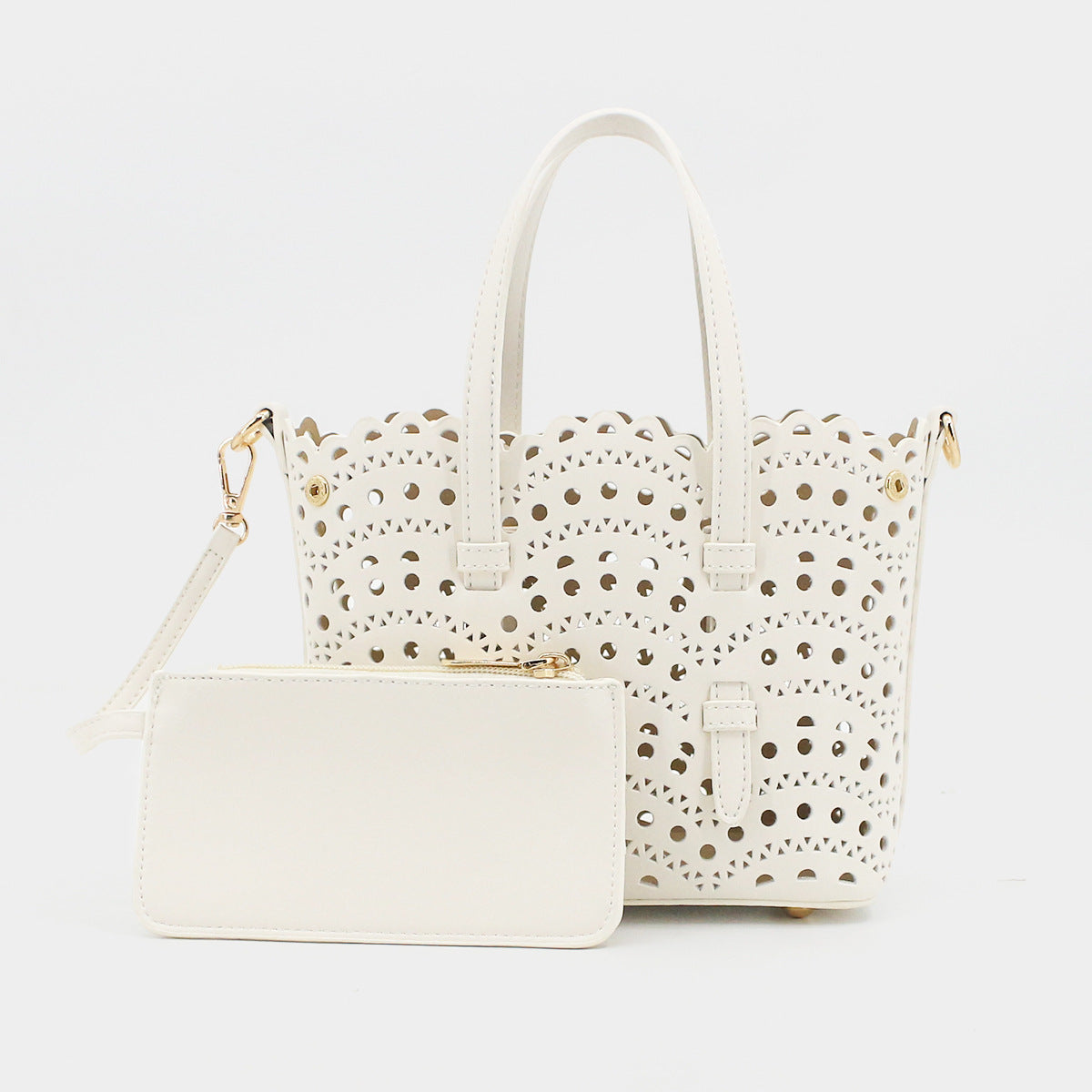 Women's Wave Calfskin Hollow Carved Basket High Women's Handbag