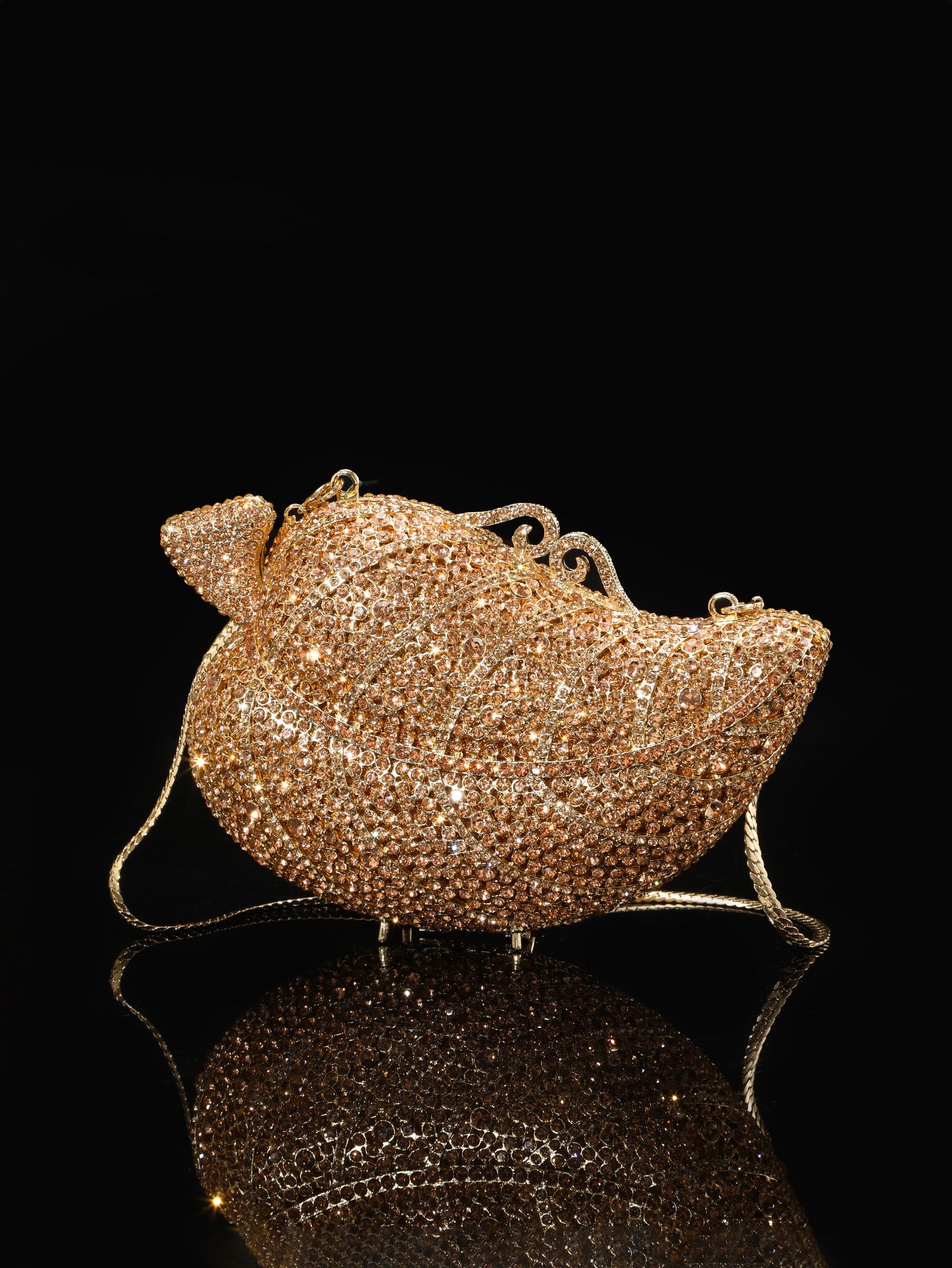 Women's Creative Portable Diamonds Banquet Leaf Alloy Women's Clutch