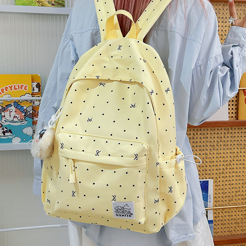 Junior High Atmosphere Polka Dot Good-looking College Student Schoolbag