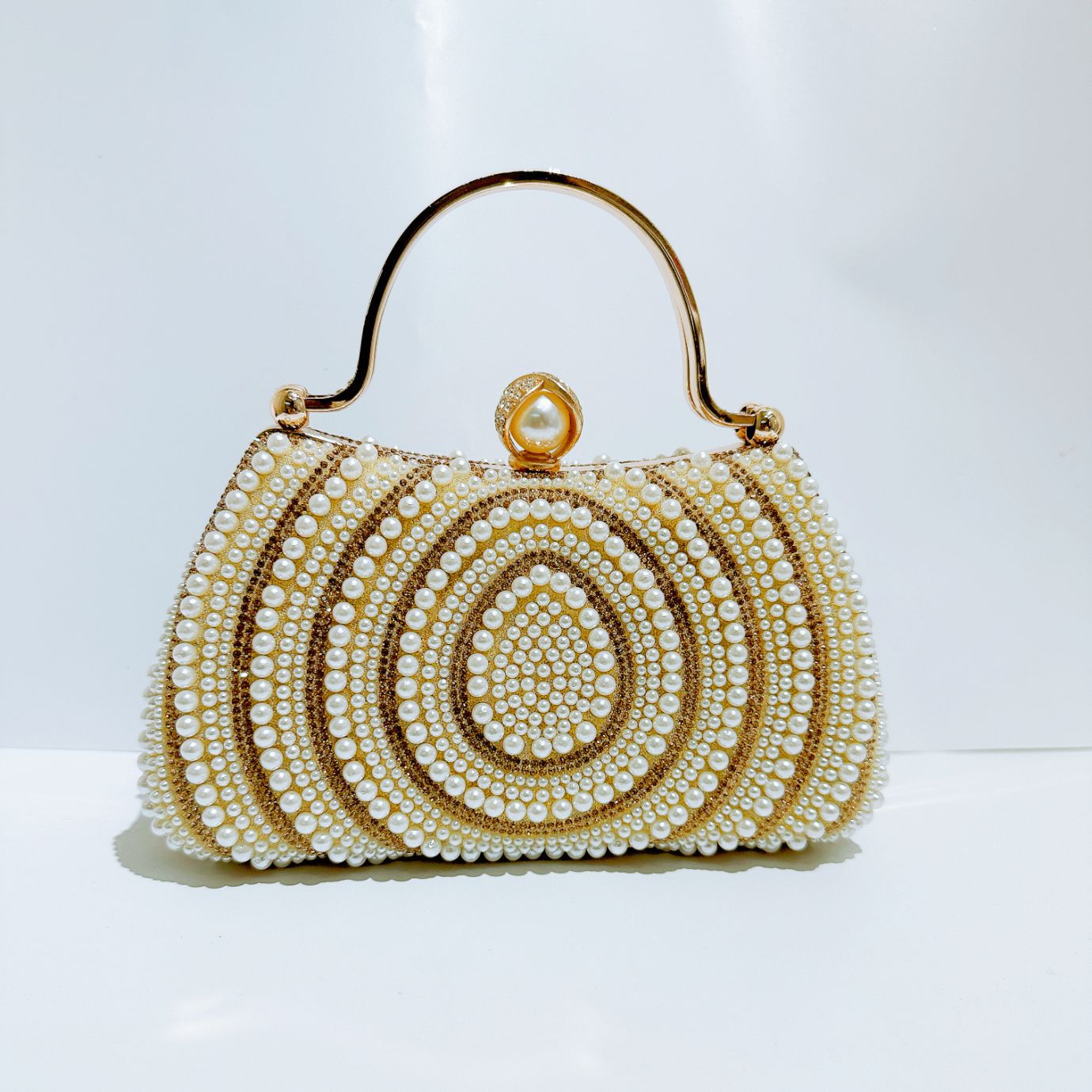 Women's Pearl Banquet Dress Diamond Clutch Oblique Dinner Bag