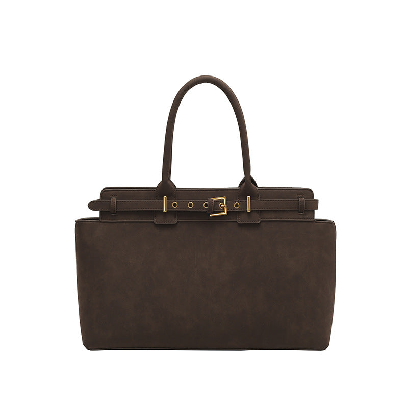 Women's Large Capacity Totes Retro Simple Versatile Niche Deerskin Shoulder Bags