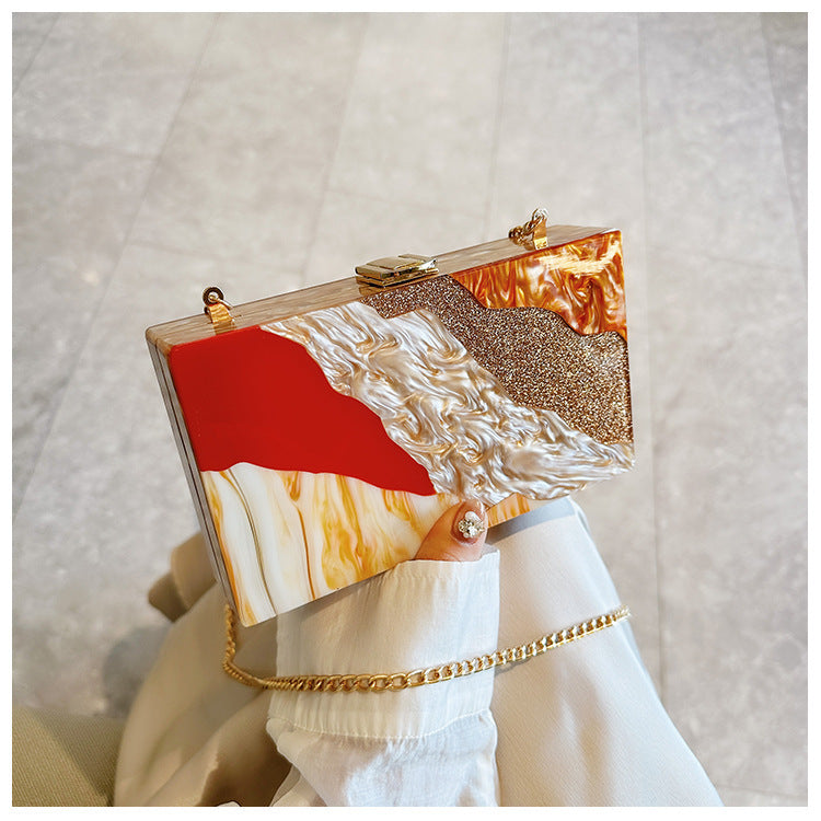 Women's Color Contrast Patchwork Acrylic Wedding Party Bags
