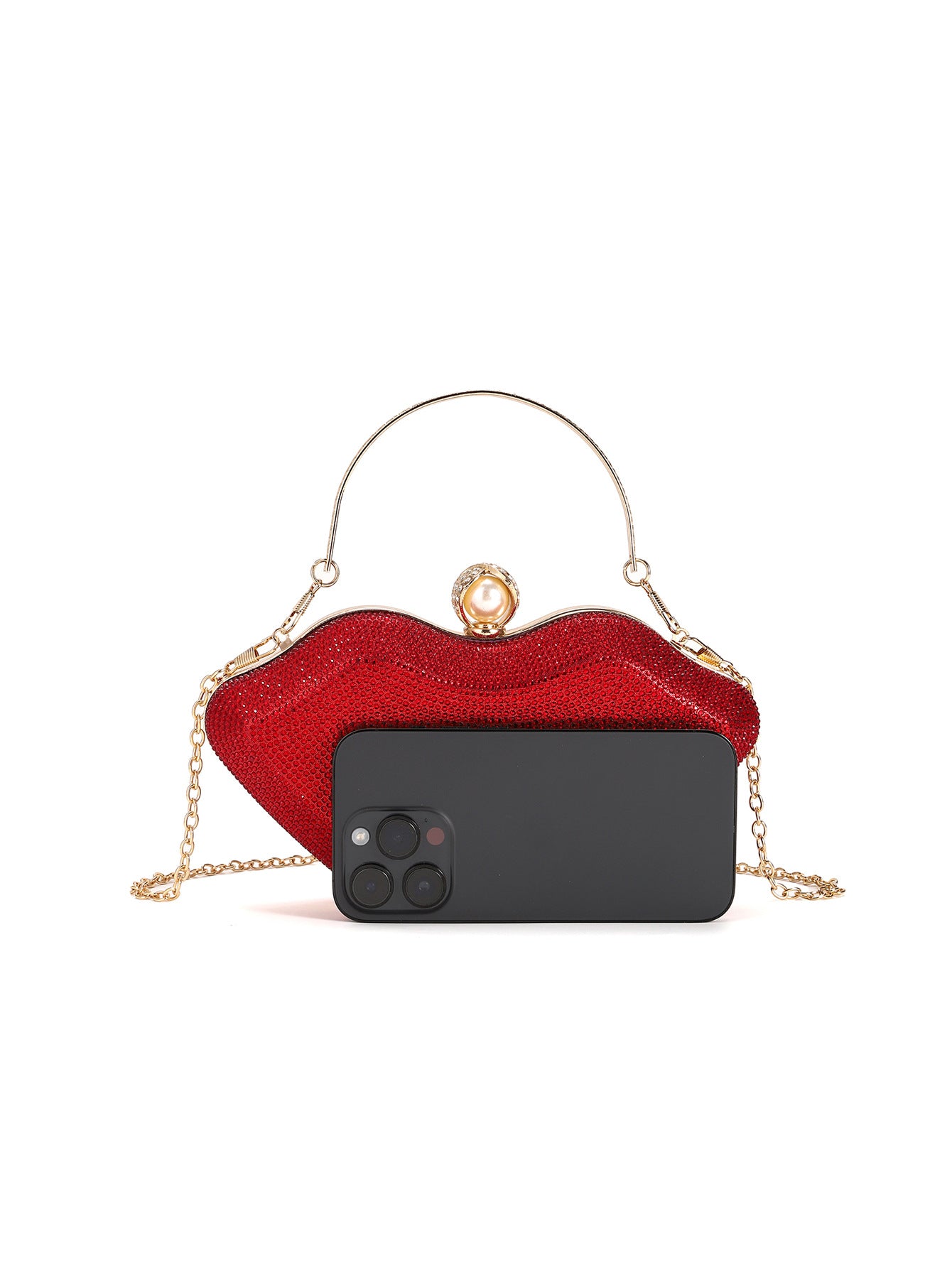 Shiny Rhinestone Lips Personalized Party Funny Valentine's Day Nightclub Dinner Bag