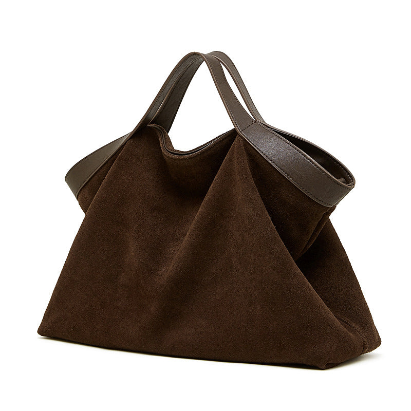 Contrast Color Retro Fashion Cowhide Matte High Texture Commuter Bags