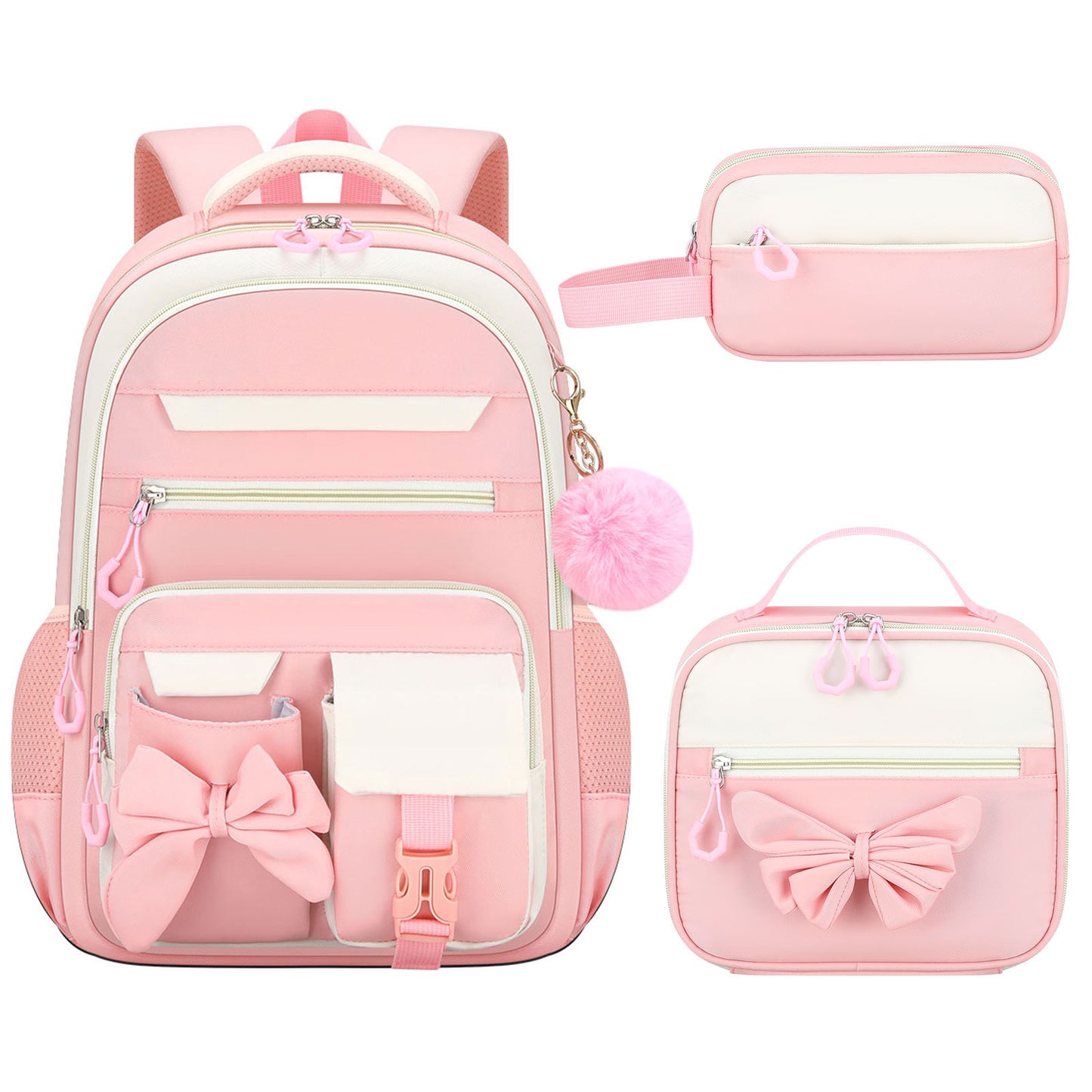 Cute Butterfly Three-piece Set Large Capacity Spine Protection Backpacks