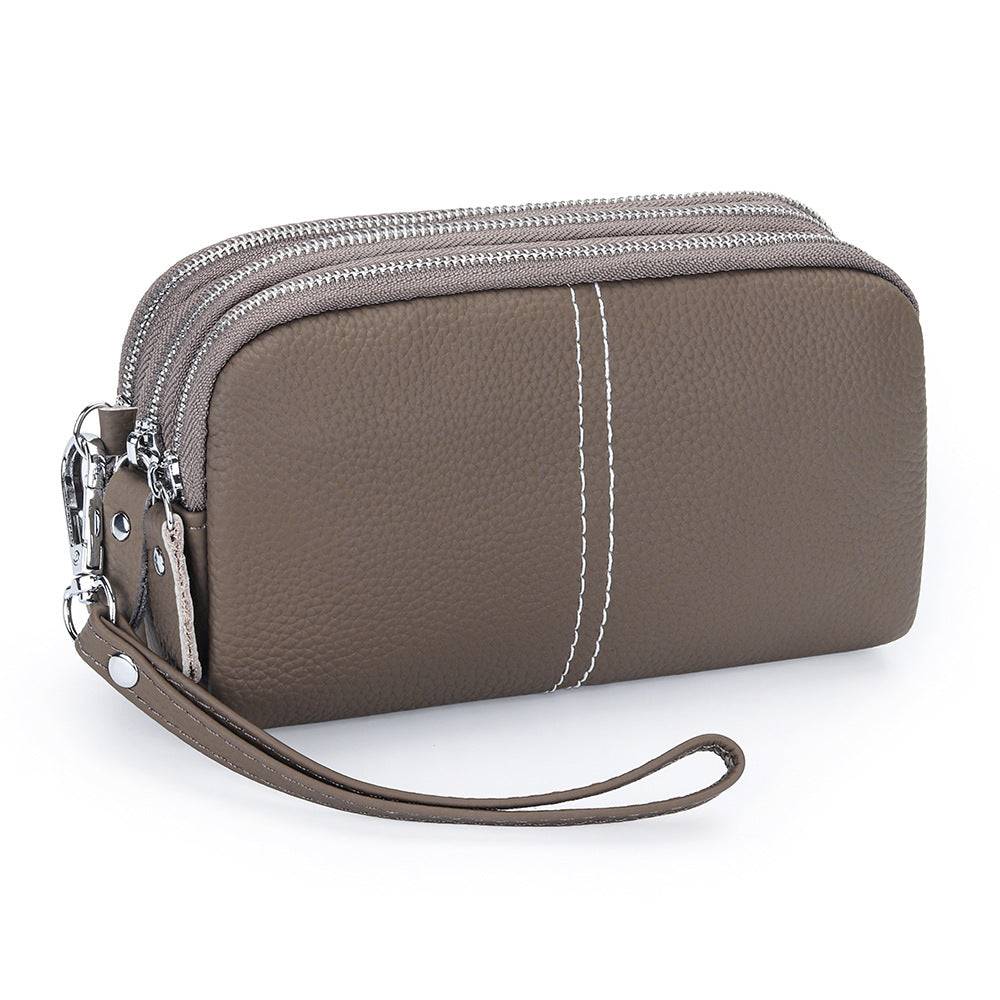 Women's Genuine Leather First Layer Cowhide Zip Wrist Fashion Women's Clutch