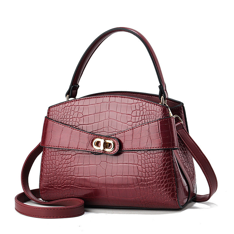 Women's Kelly Fashion Business Crocodile Pattern Large Women's Shoulder Bag