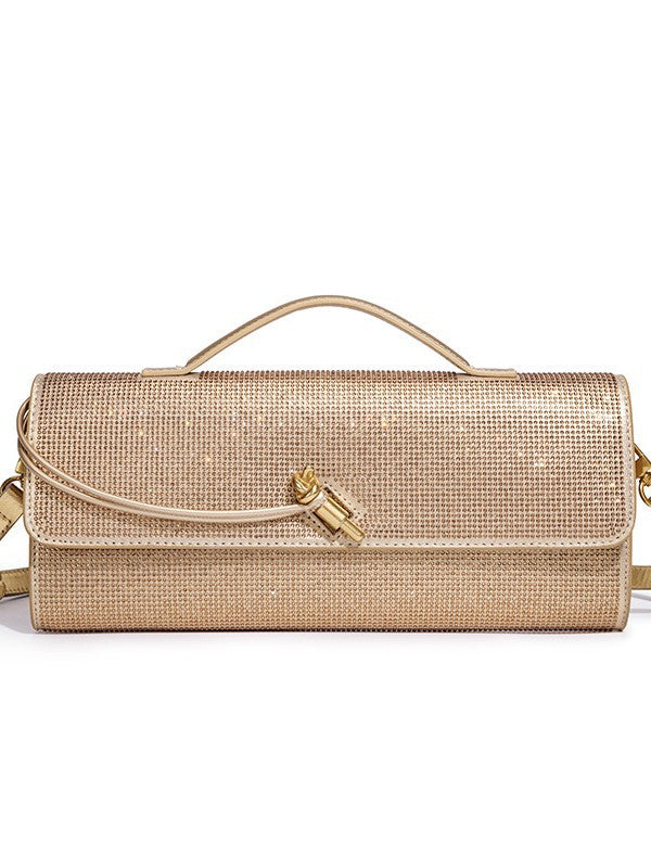 Women's Hot Rhinestone Exquisite Horizontal Diamond Portable Baguette Hand-held Dinner Bag
