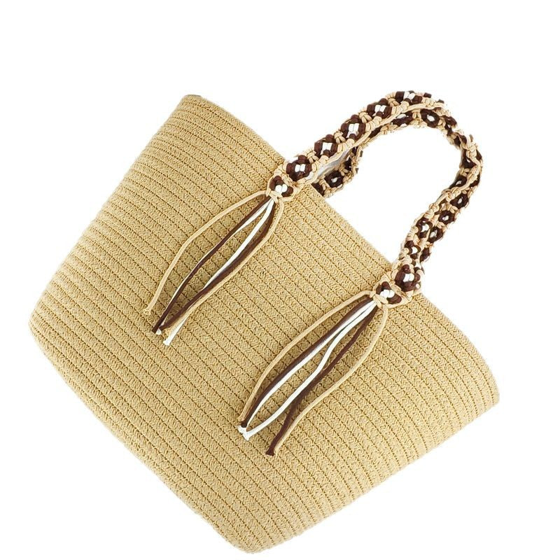Women's Large Capacity Cotton Thread French Seaside Women's Shoulder Bag