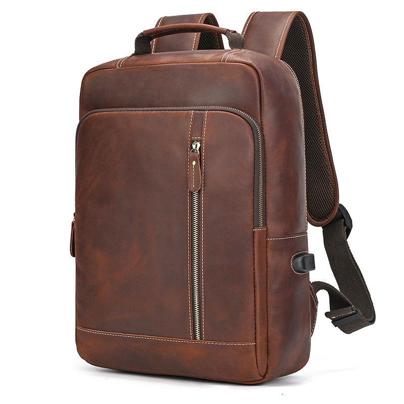 Women's & Men's Crazy Horse Leather Retro Backpacks
