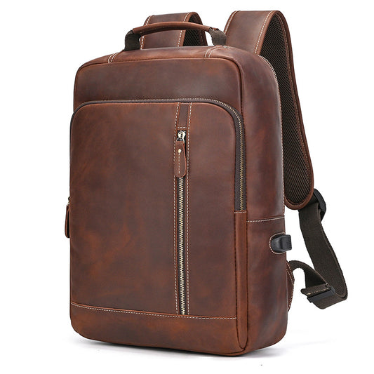 Women's & Men's Crazy Horse Leather Retro Backpacks