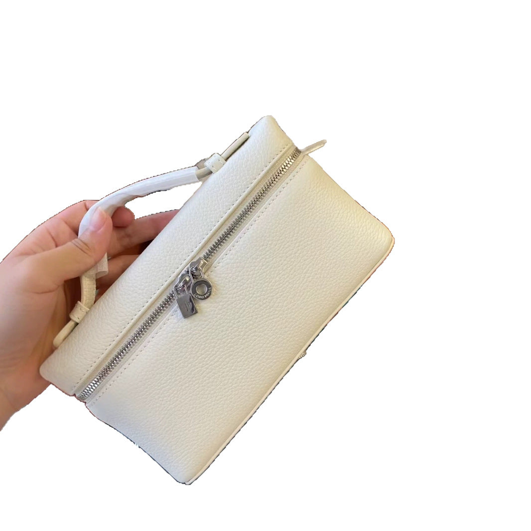 Lunch Box Genuine Leather Fashion Double Zipper Women's Messenger Bag