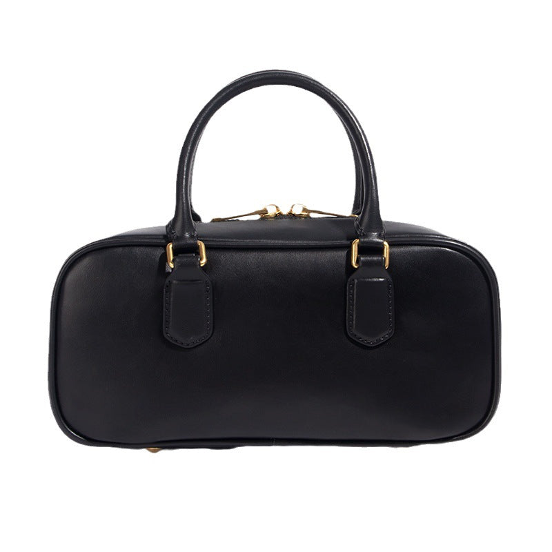 Classic Slouchy Cowhide Bowling Boston Portable Women's Handbag