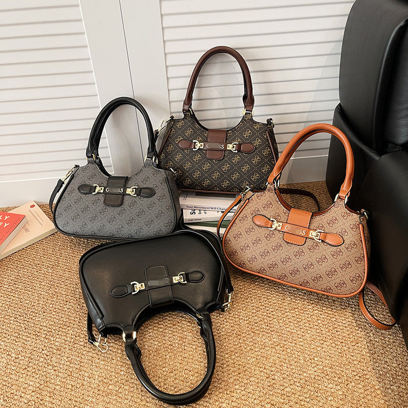 Fashion Retro Stitching Chain Portable Printing Women's Shoulder Bag