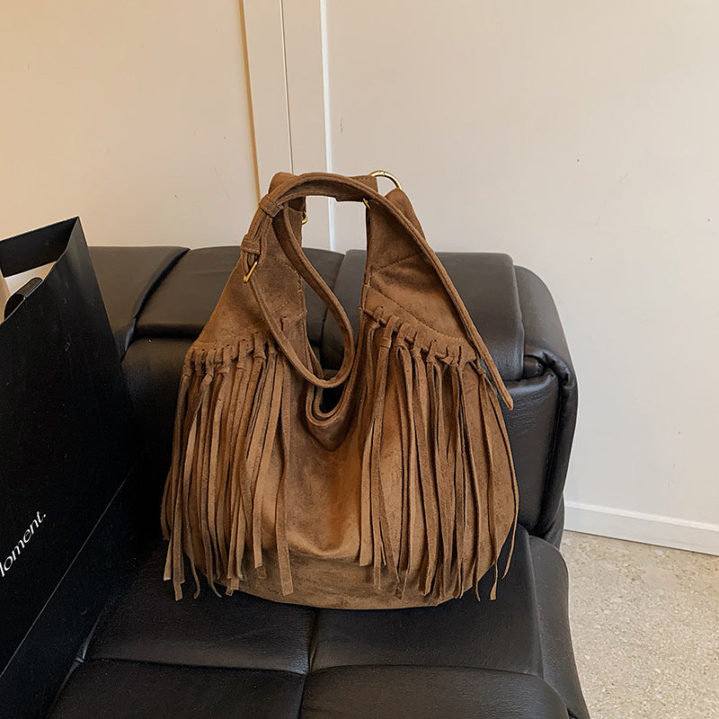 Women's Matte Tassel Underarm Large Capacity Versatile Women's Shoulder Bag