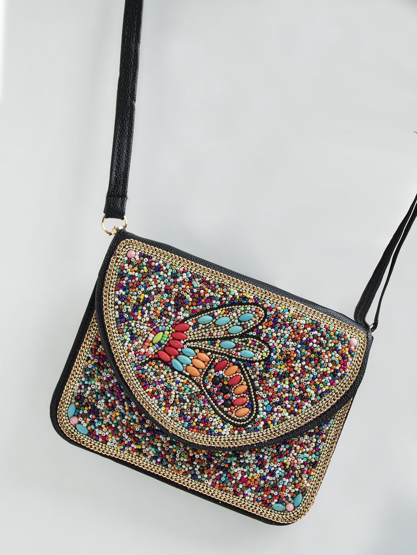 Women's Bohemian Style Bead Ethnic Shell Flower Trip Small Square Bag