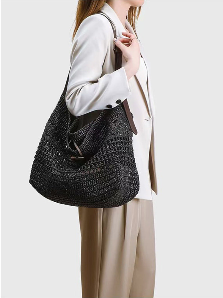 Women's Straw Woven Seaside Vacation Style Beach High Bags