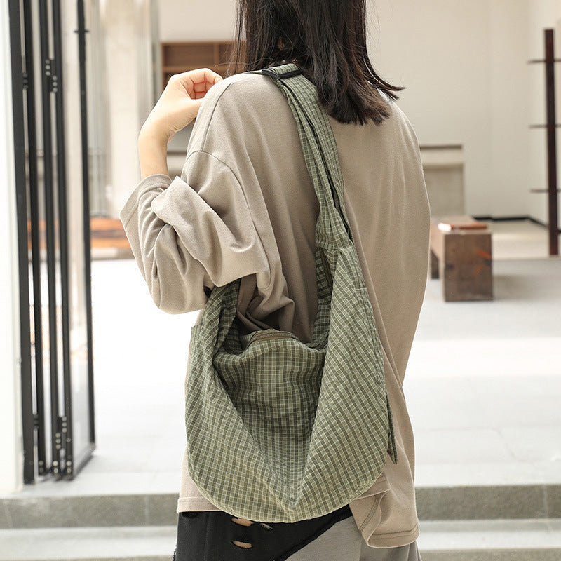 Women's Korean Style Plaid Dumpling Mori Striped Women's Messenger Bag