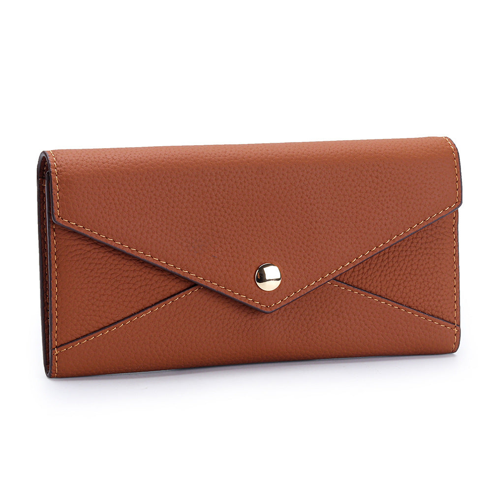 First Layer Cowhide Long Large Capacity Ladies Wallet