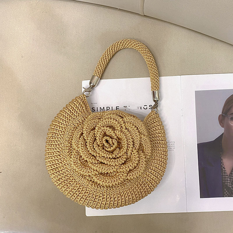 Fashionable Hand-woven Flower Pastoral Picnic Style Design Simple Women's Handbag