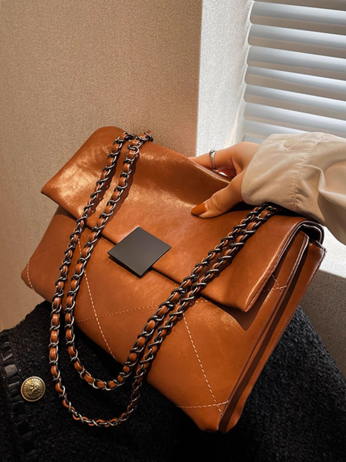 Women's Advanced Texture Fashion Rhombus Chain Summer Bags