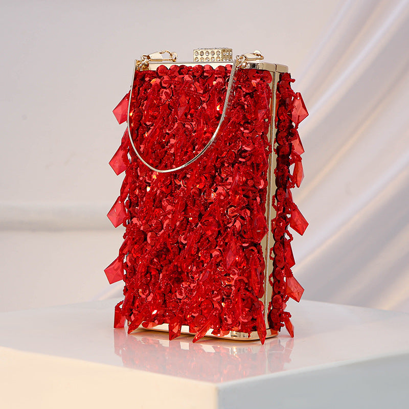 Women's Feast Handmade Beaded Vertical Banquet Dress Dinner Bag