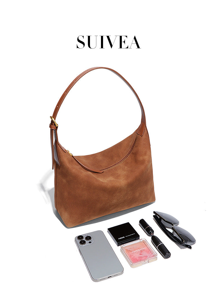 Women's Retro Underarm Lunch Box Frosted Suede Women's Handbag