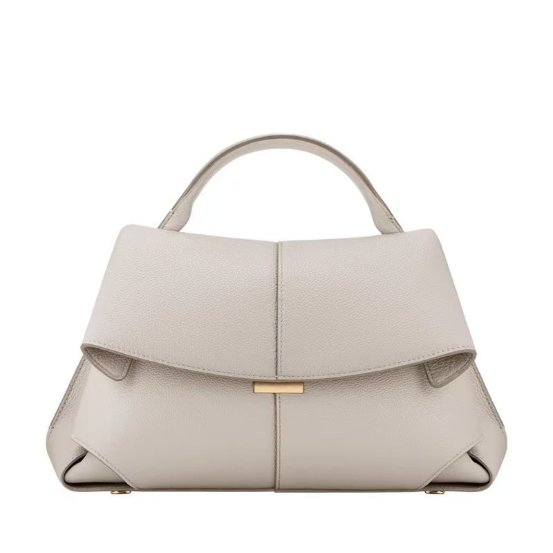 Women's Genuine Leather French Design Fashion Pleated Smile Women's Clutch