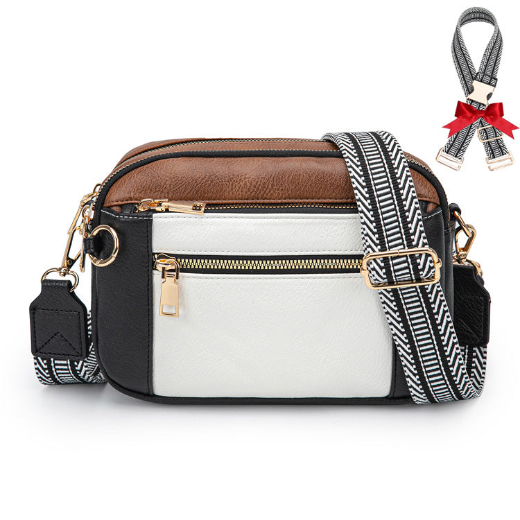 Chessboard Plaid Fashion Retro Double Zipper Women's Shoulder Bag