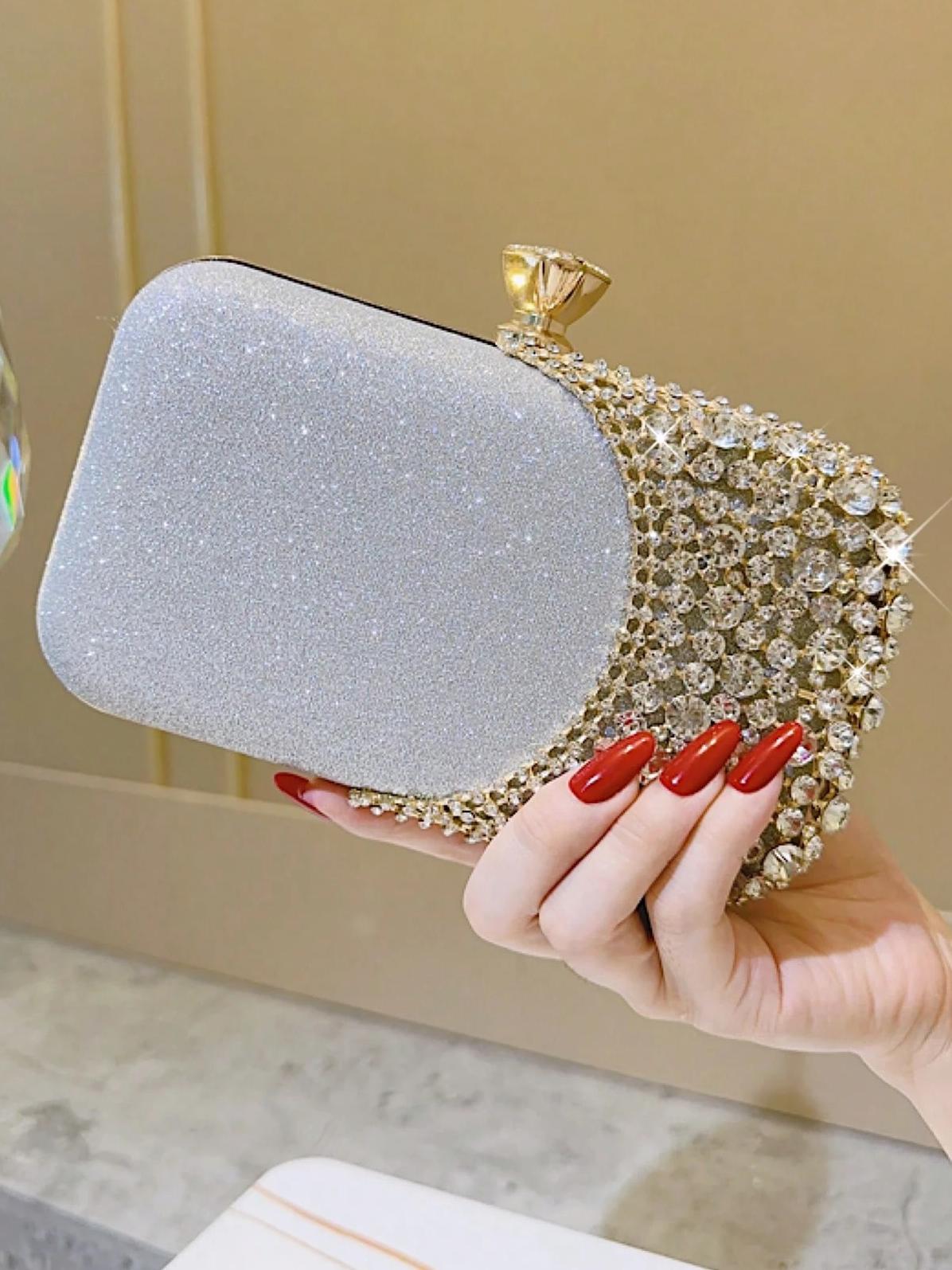 With Diamond Banquet Dress Garment Clutch Portable Hand Holding Wedding Dinner Bag