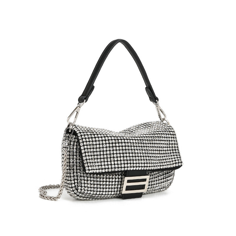 Rhinestone Flip Underarm Full Diamond Hand Holding Chain Bags