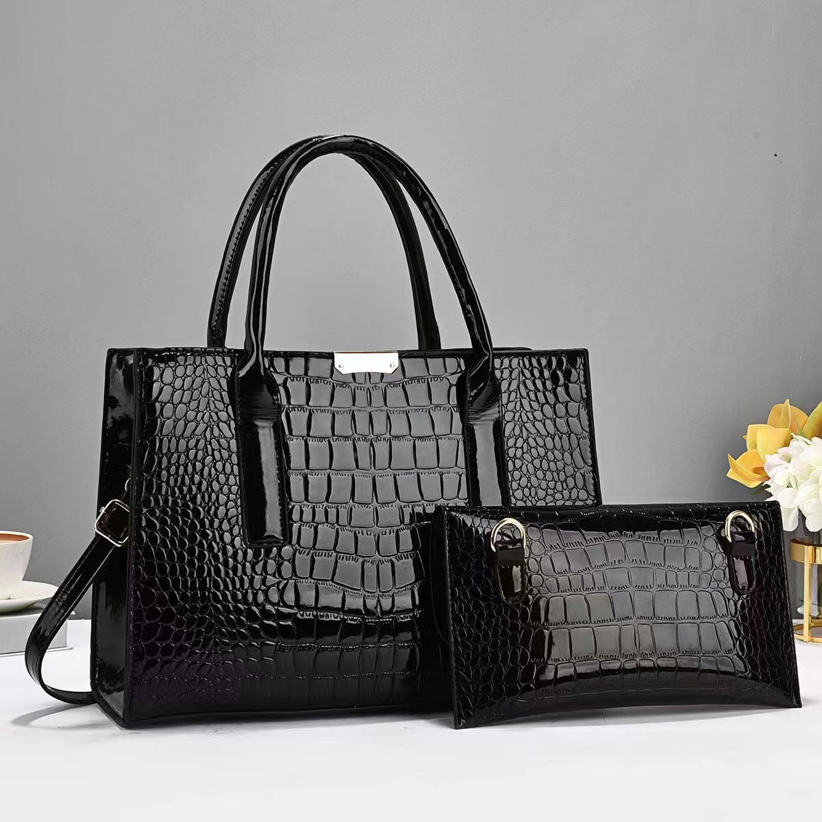 Women's Capacity High-grade Embossed Portable Two-piece Simple Women's Handbag
