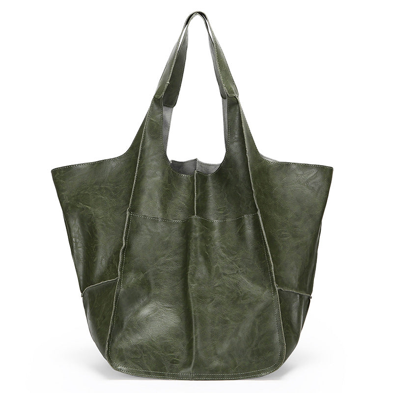 Women's Retro Crazy Horse Leather Simple Large Capacity Women's Shoulder Bag