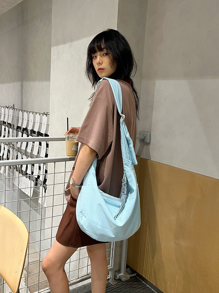 Women's Simple Nylon Plaid Dumpling Artistic Fashion Women's Messenger Bag