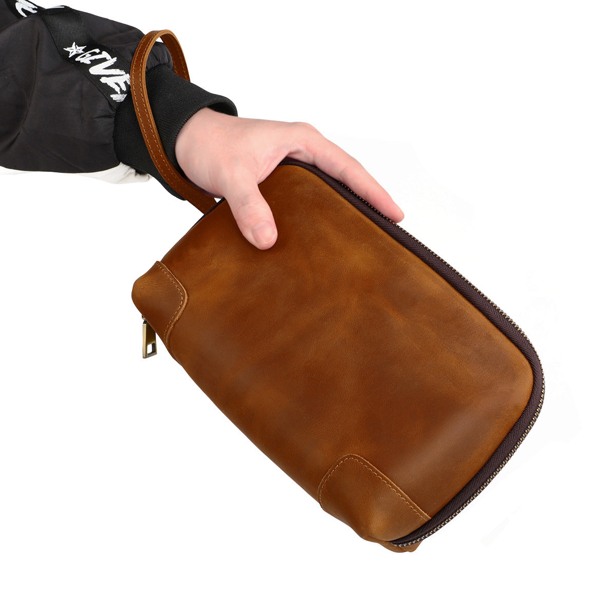 Men's Genuine Leather Fashion Simple Crazy Horse Large Capacity Bags