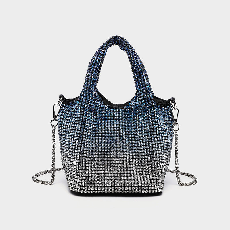 Women's Full Diamond Rhinestone Chain Shiny Portable Bucket Bags