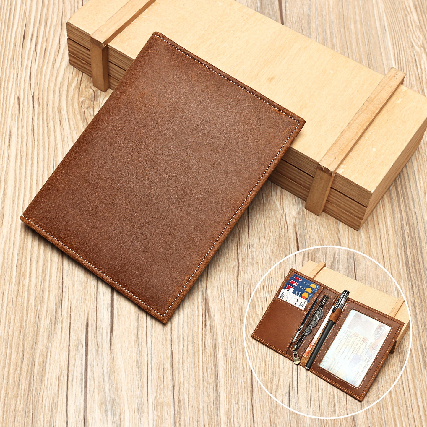 Men's First Layer Cowhide Simple Two-fold Integrated Men's Wallet