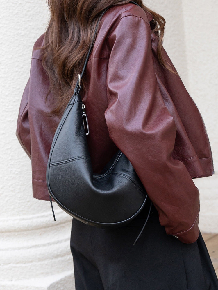 Women's First Layer Cowhide Dumpling Design High Sense Bags