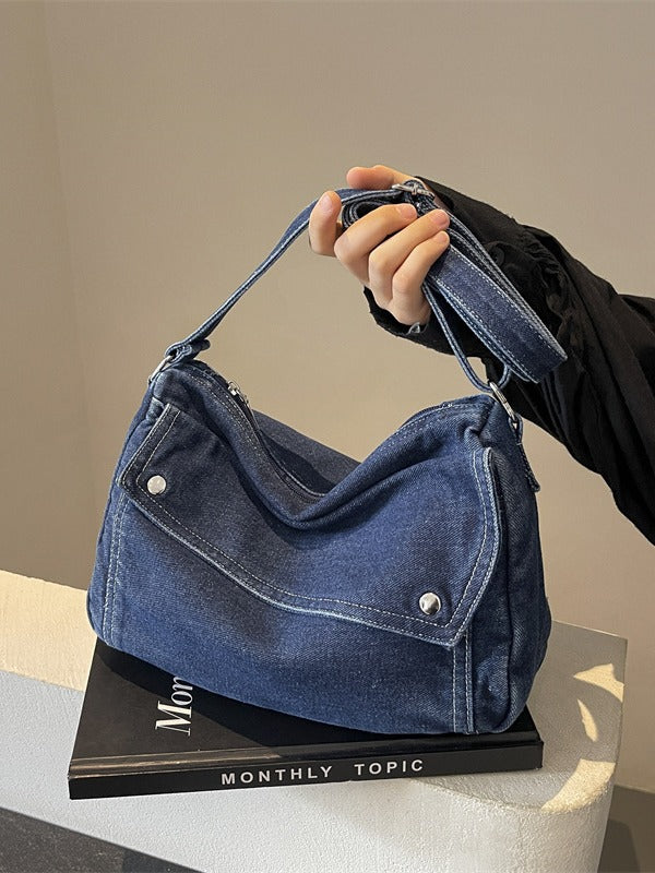 Niche Geometric Denim Pillow Retro Fashion Women's Messenger Bag
