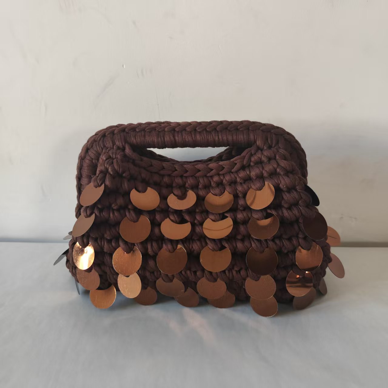 Autumn Pure Hand-woven Sequined Cloth Strip Women's Clutch