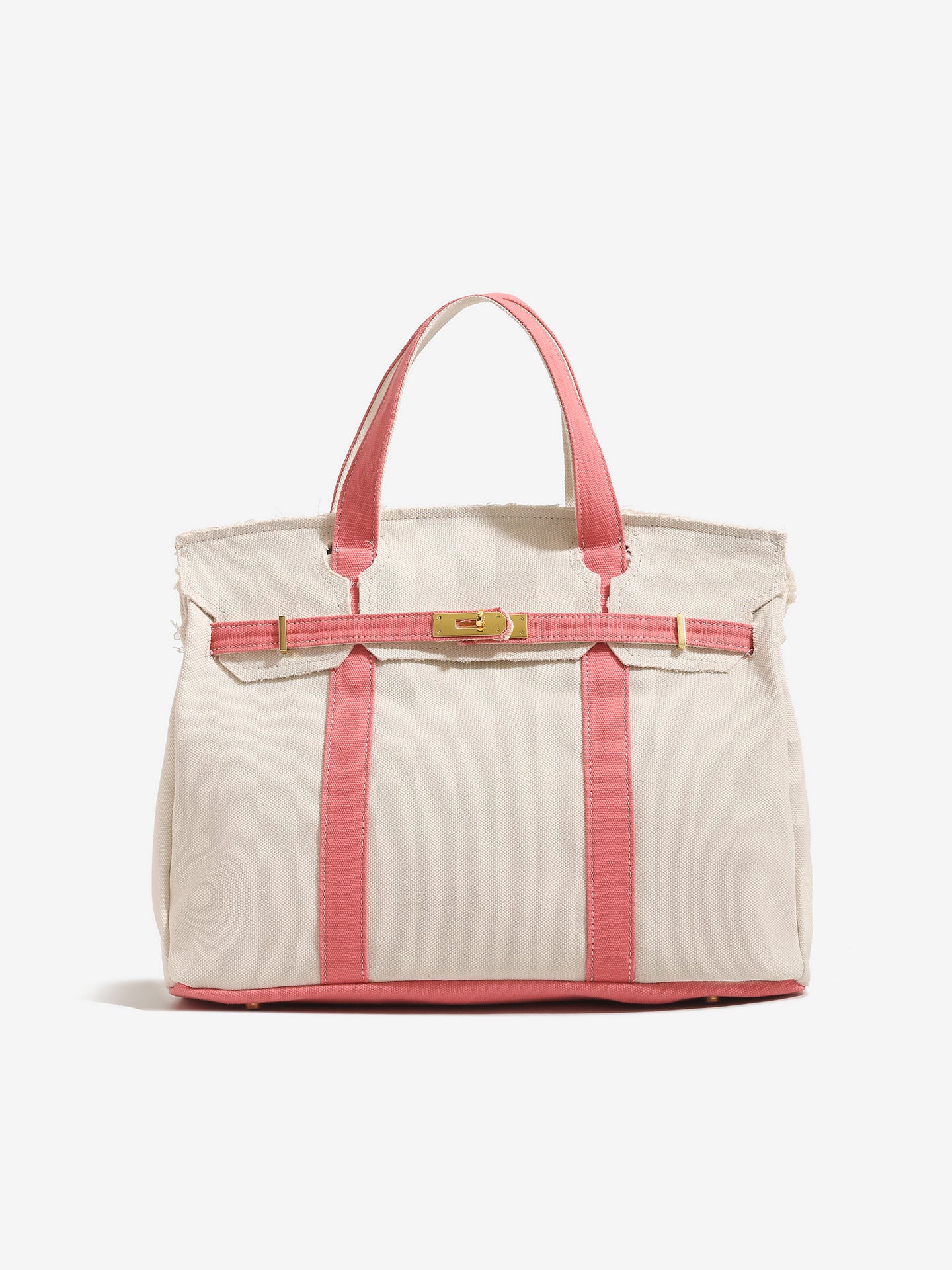 Classic Contrast Color Portable Canvas Large Bags