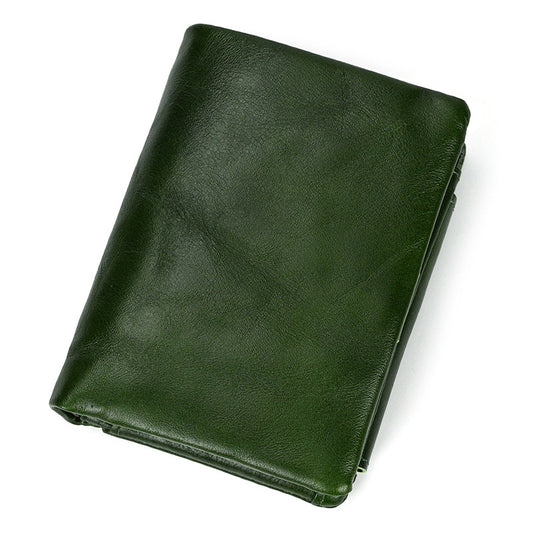 Pocket Multiple Slots First Layer Cowhide Three Men's Wallet