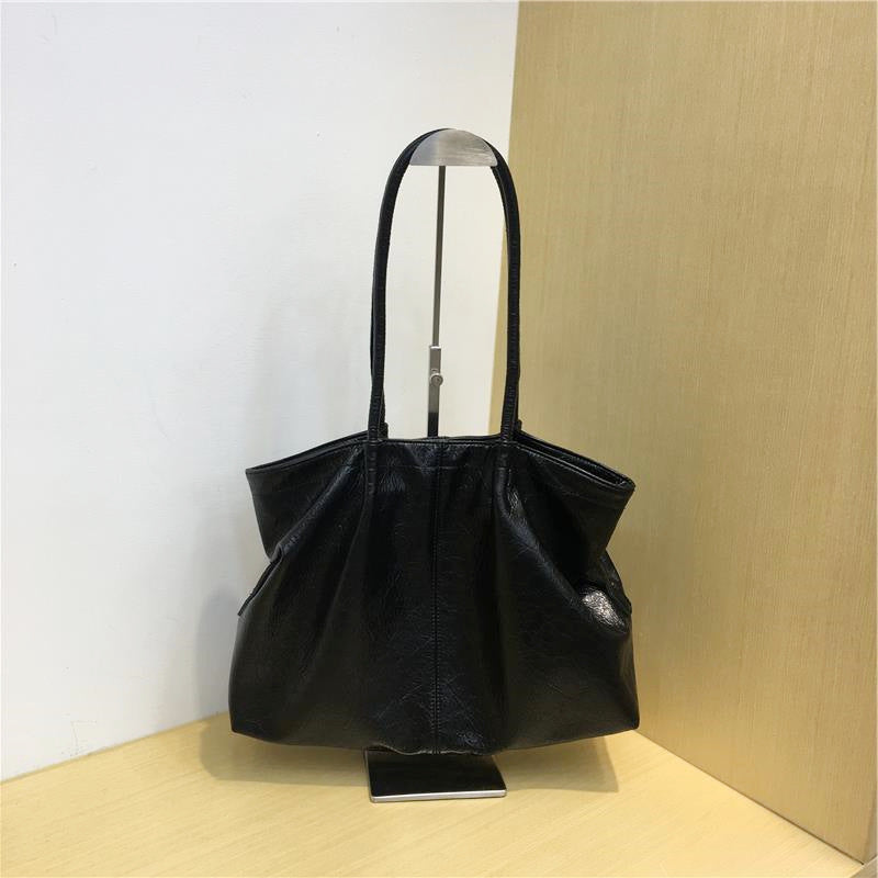 Women's Cabinet Red Large Capacity Totes Simple Pleated Portable Underarm Women's Handbag