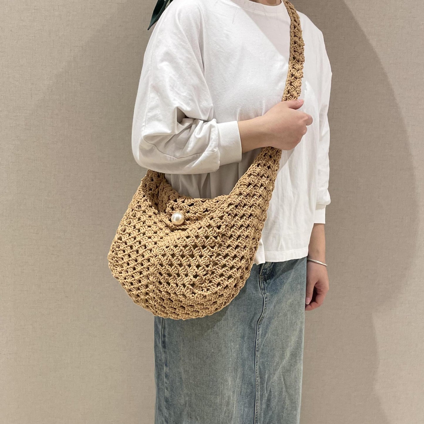 Idle Style Large Capacity Totes High-grade Woven Commuter Crocheted Postman Women's Messenger Bag